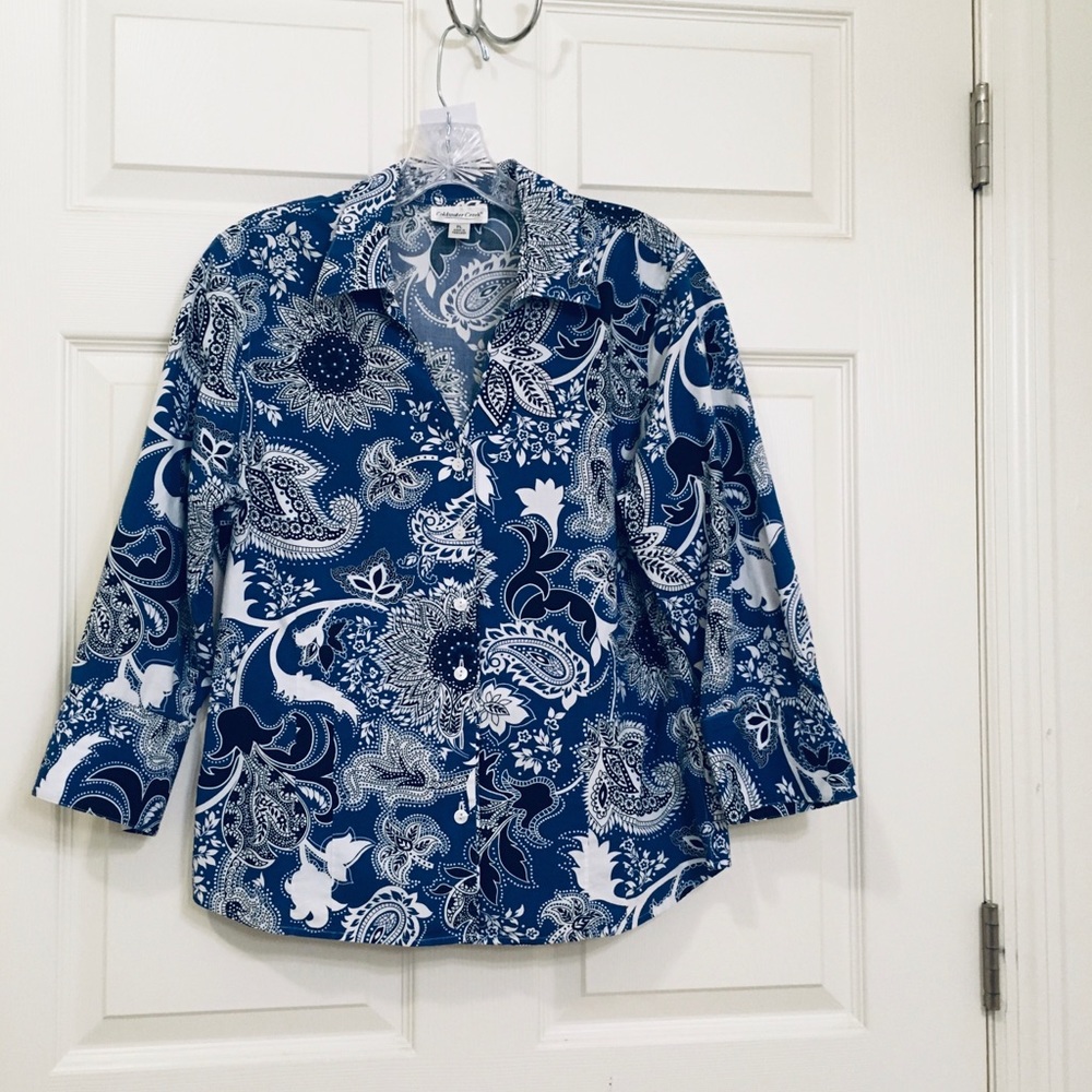 Blue & White PL Coldwater  Creek Blouse.